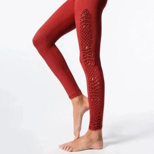 CARBON38 Tanjung Legging Red Dahlia Sayang Macrame Activewear Casual Small